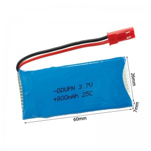 3.7V 1S 800mAh 25C鋰電池 JST插頭