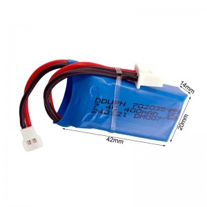 7.4V 2S 400mAh 25C鋰電池 MX2.0-2P 正向公頭